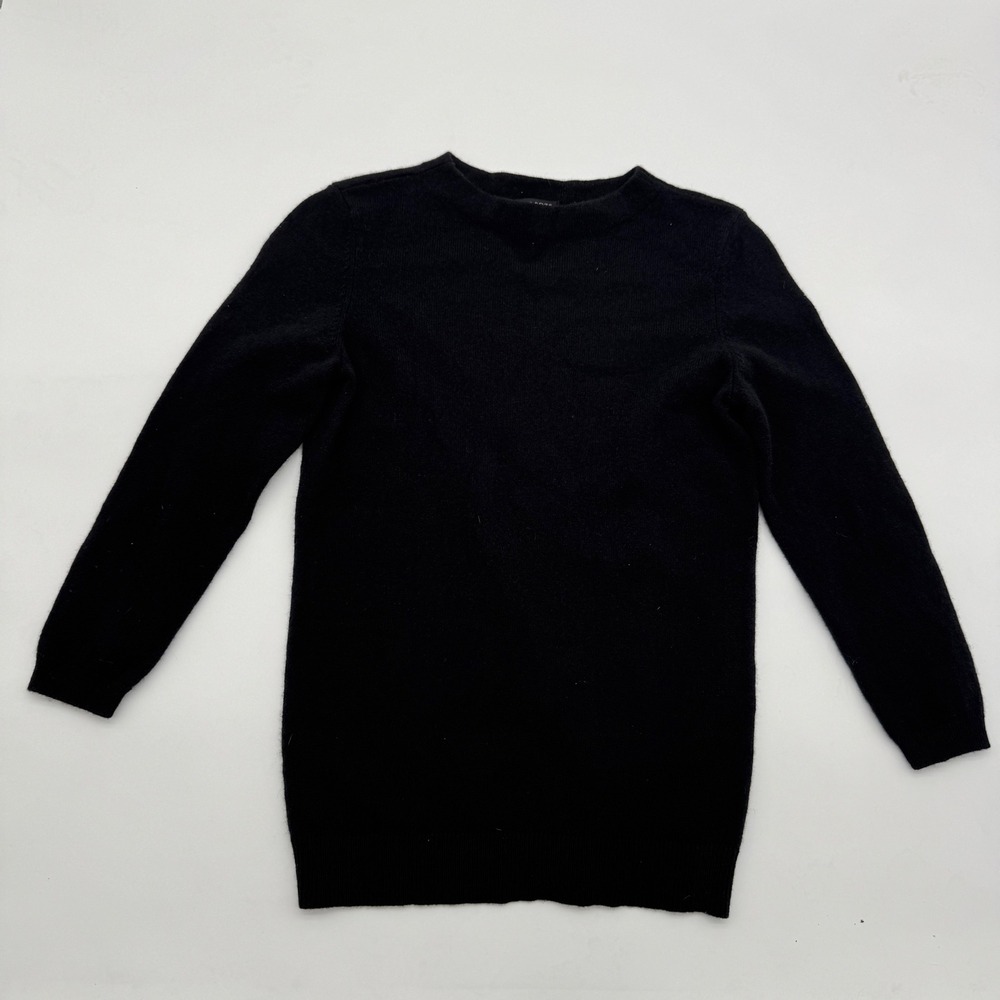 Talbots Black Pure Cashmere Low Mock Neck 3/4 Sleeve‎ Sweater Size P-Petite